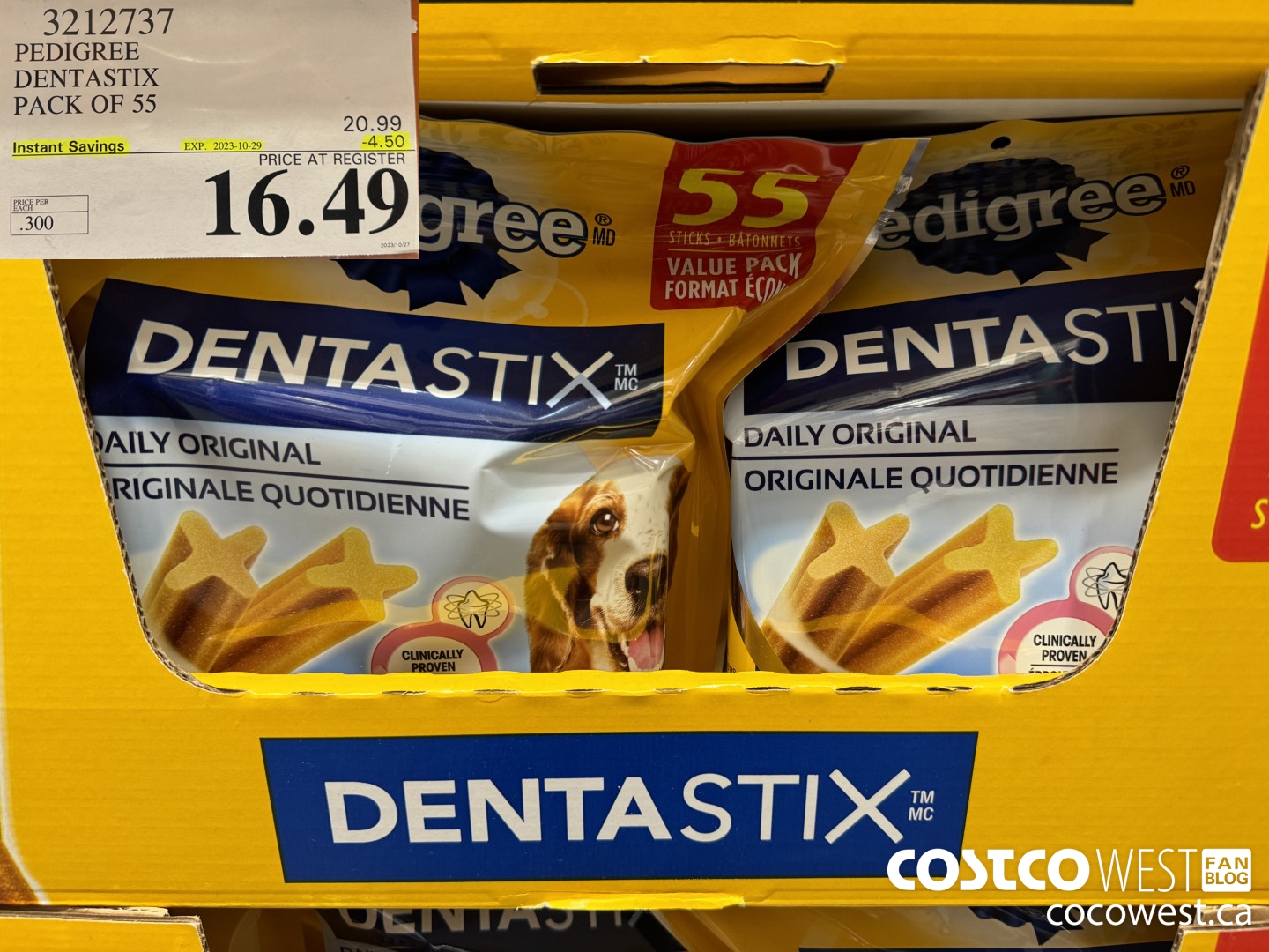 3212737 PEDIGREE DENTASTIX PACK OF 55 ($4.50 INSTANT SAVINGS EXPIRES ON 2023-10-29) $16.49