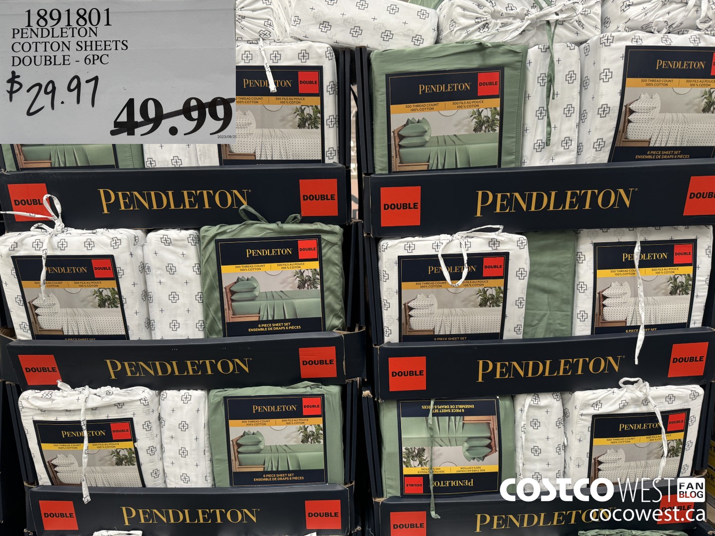 1891801 PENDLETON COTTON SHEETS DOUBLE - 6PC  $29.97