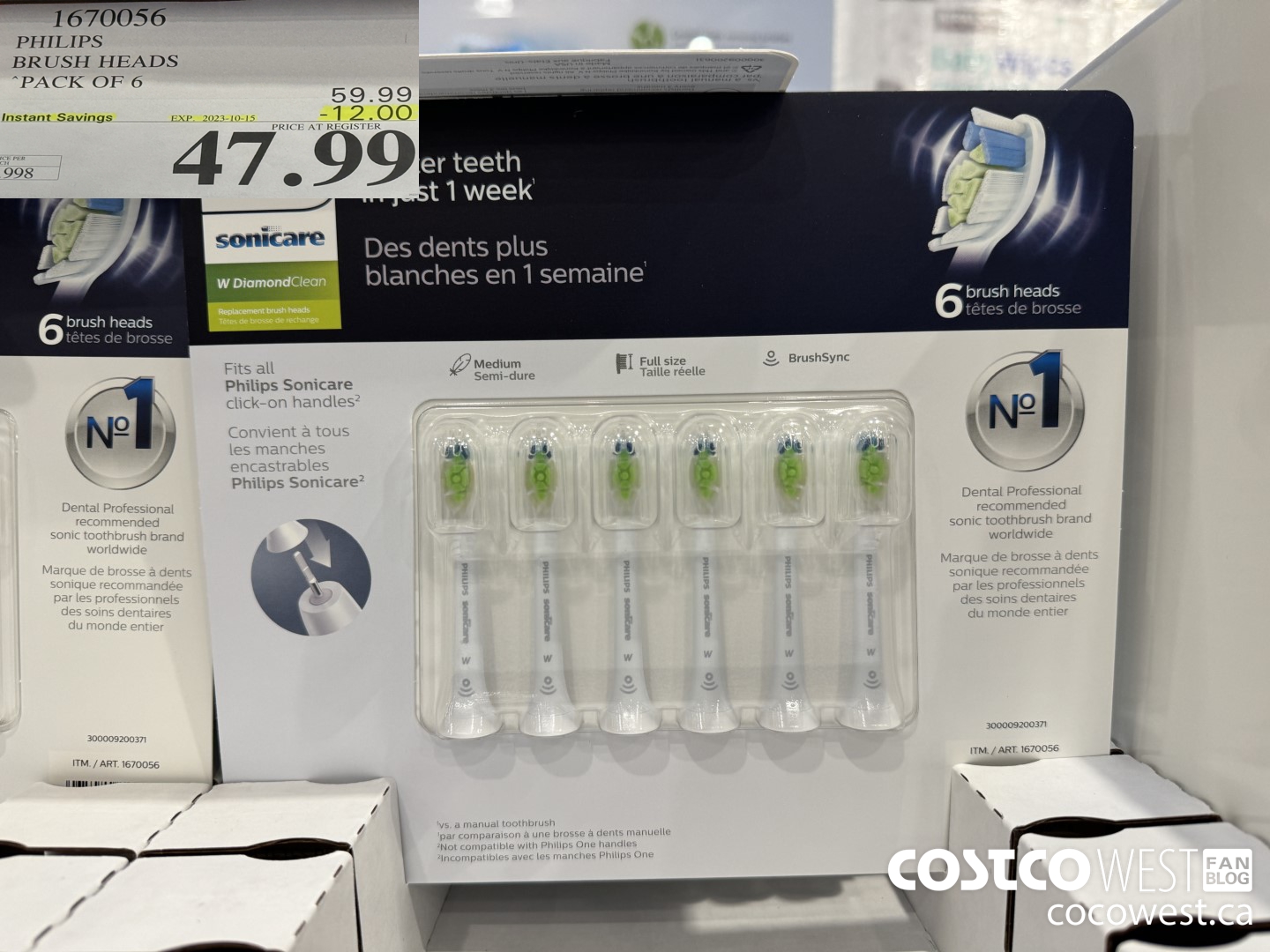 1670056 PHILIPS SONICARE DIAMONDCLEAN BRUSH HEADS 6-PACK ($12.00 INSTANT SAVINGS EXPIRES ON 2023-10-15) $47.99