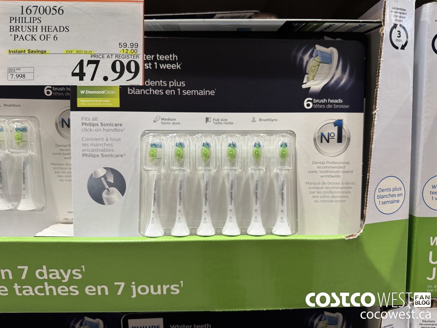 1670056 PHILIPS SONICARE DIAMONDCLEAN BRUSH HEADS 6-PACK ($12.00 INSTANT SAVINGS EXPIRES ON 2023-10-15) $47.99