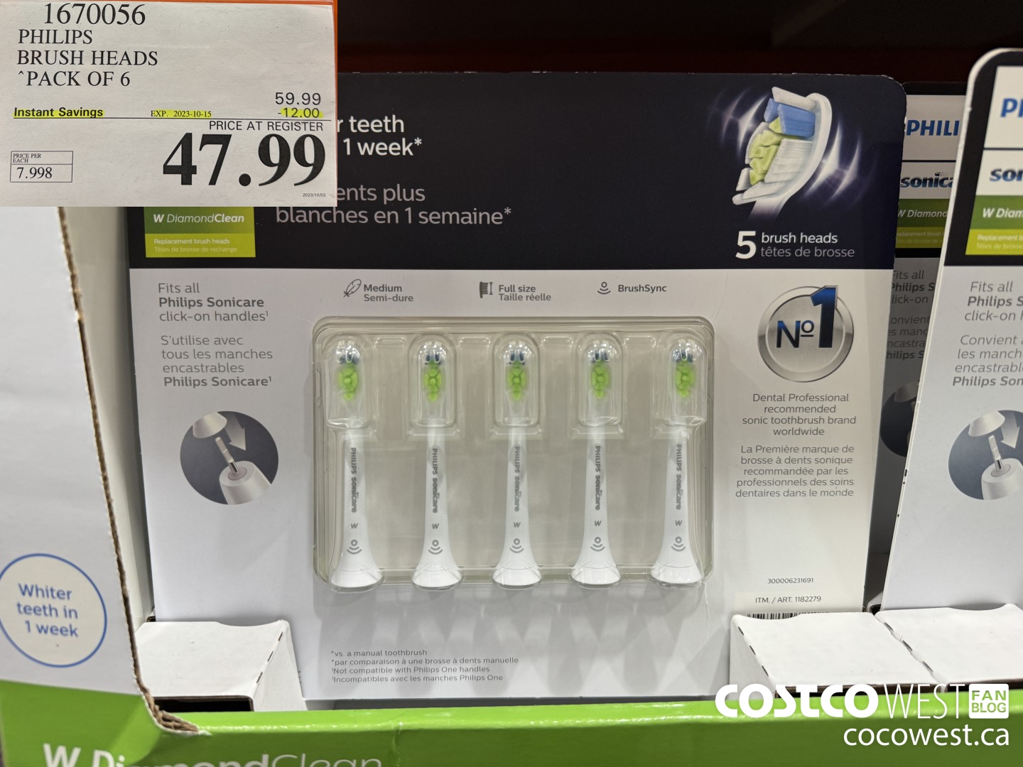 1670056 PHILIPS SONICARE DIAMONDCLEAN BRUSH HEADS 6-PACK ($12.00 INSTANT SAVINGS EXPIRES ON 2023-10-15) $47.99