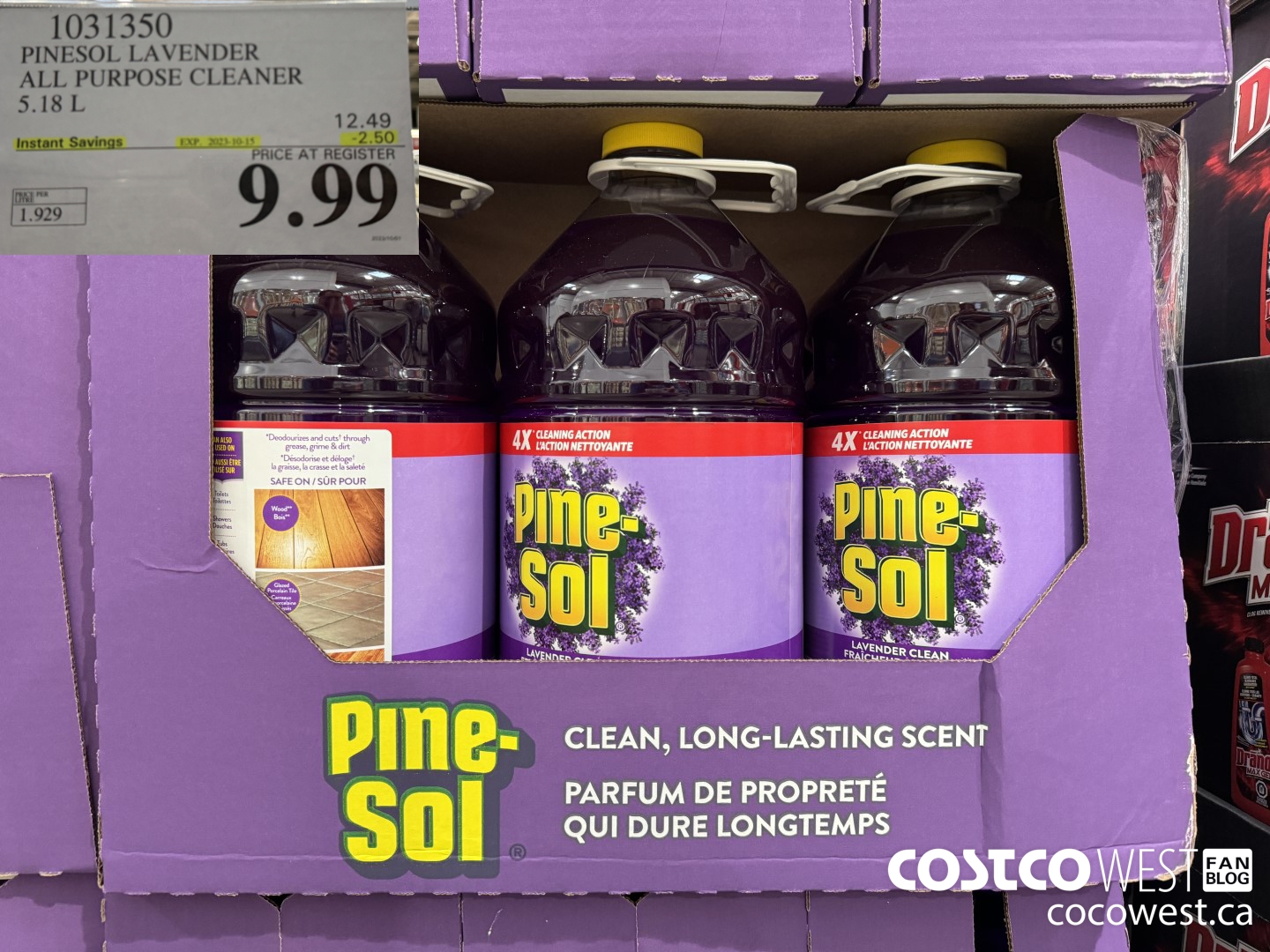 1031350 PINESOL LAVENDER ALL PURPOSE CLEANER 5.18 L ($2.50 INSTANT SAVINGS EXPIRES ON 2023-10-15) $9.99