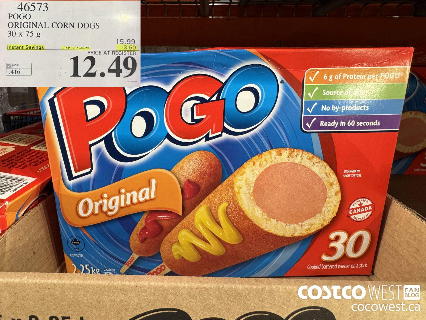 46573 POGO ORIGINAL CORN DOGS 30 X 75G ($3.50 INSTANT SAVINGS EXPIRES ON 2023-10-29) $12.49