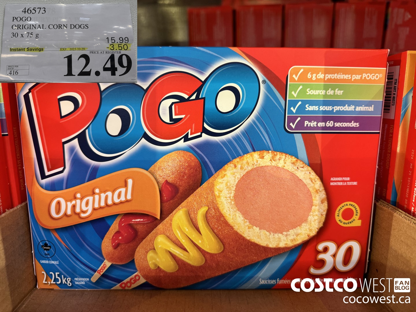 46573 POGO ORIGINAL CORN DOGS 30 X 75G ($3.50 INSTANT SAVINGS EXPIRES ON 2023-10-29) $12.49