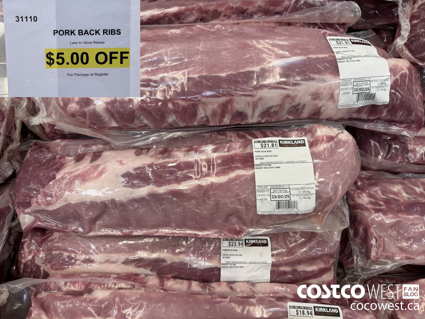 31110 PORK BACK RIBS ($5.00 INSTANT SAVINGS)