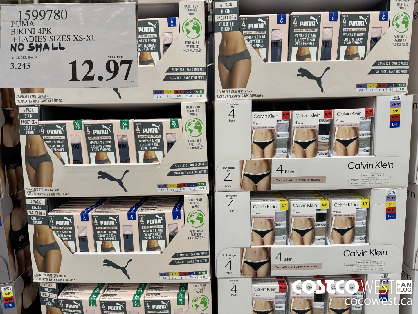 1599780 PUMA BIKINI 4PK LADIES SIZES XS-XL NO SMALL $12.97