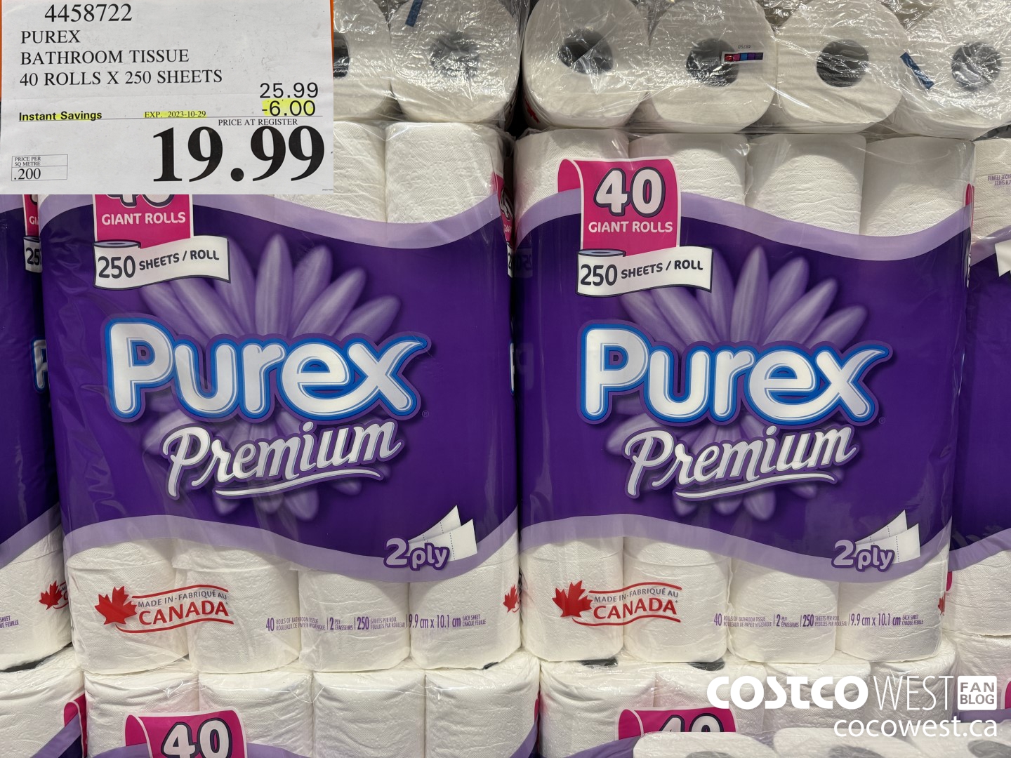 4458722 PUREX BATHROOM TISSUE 40 ROLLS X 250 SHEETS ($6.00 INSTANT SAVINGS EXPIRES ON 2023-10-29) $19.99