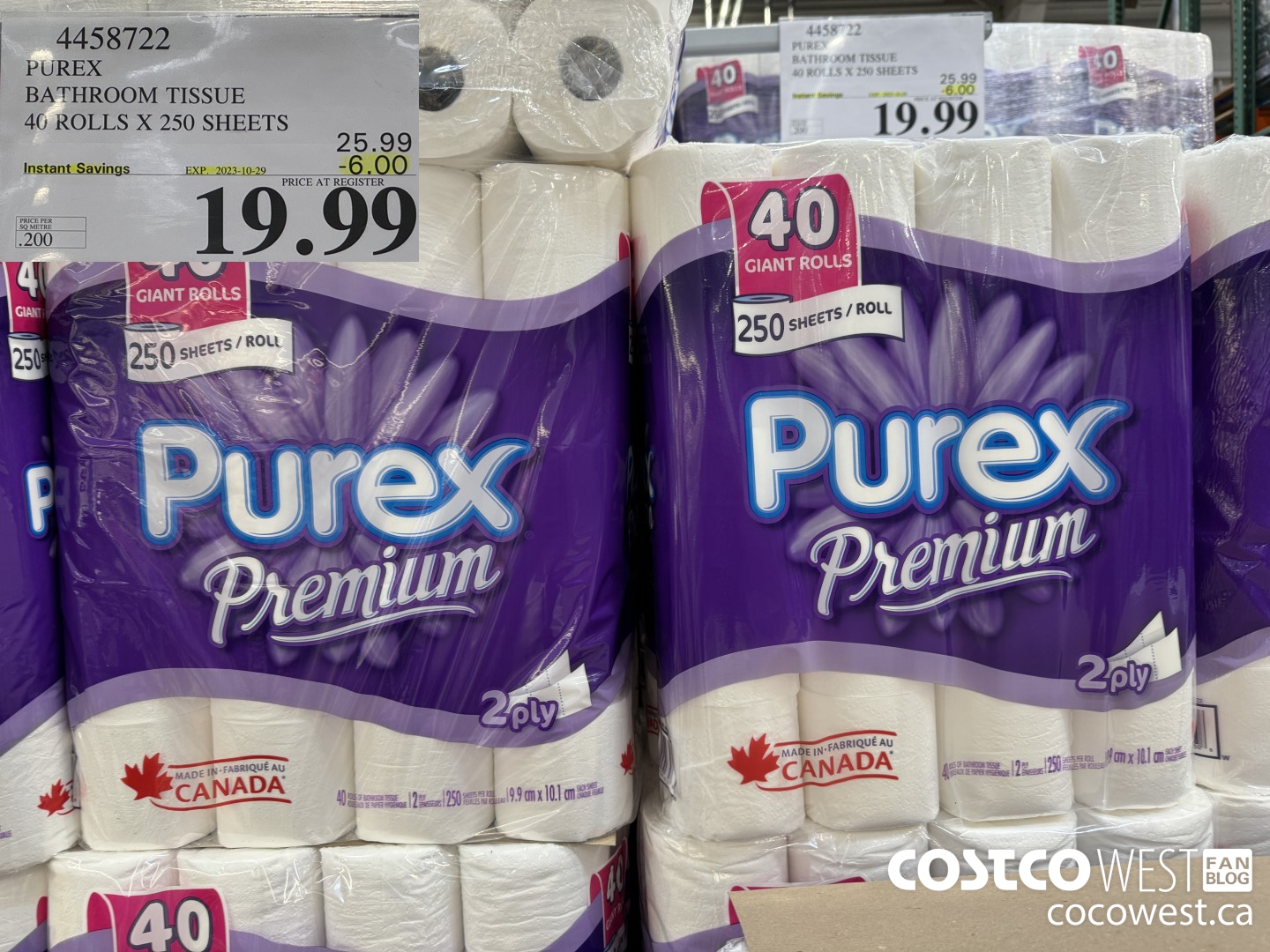 4458722 PUREX BATHROOM TISSUE 40 ROLLS X 250 SHEETS ($6.00 INSTANT SAVINGS EXPIRES ON 2023-10-29) $19.99
