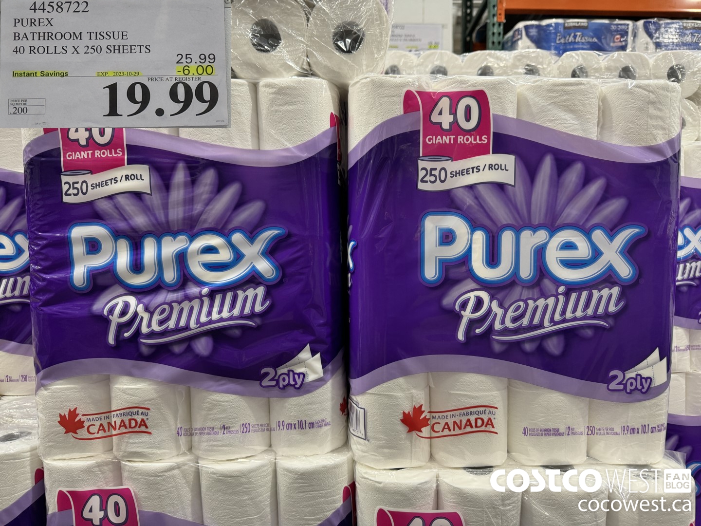 4458722 PUREX BATHROOM TISSUE 40 ROLLS X 250 SHEETS ($6.00 INSTANT SAVINGS EXPIRES ON 2023-10-29) $19.99