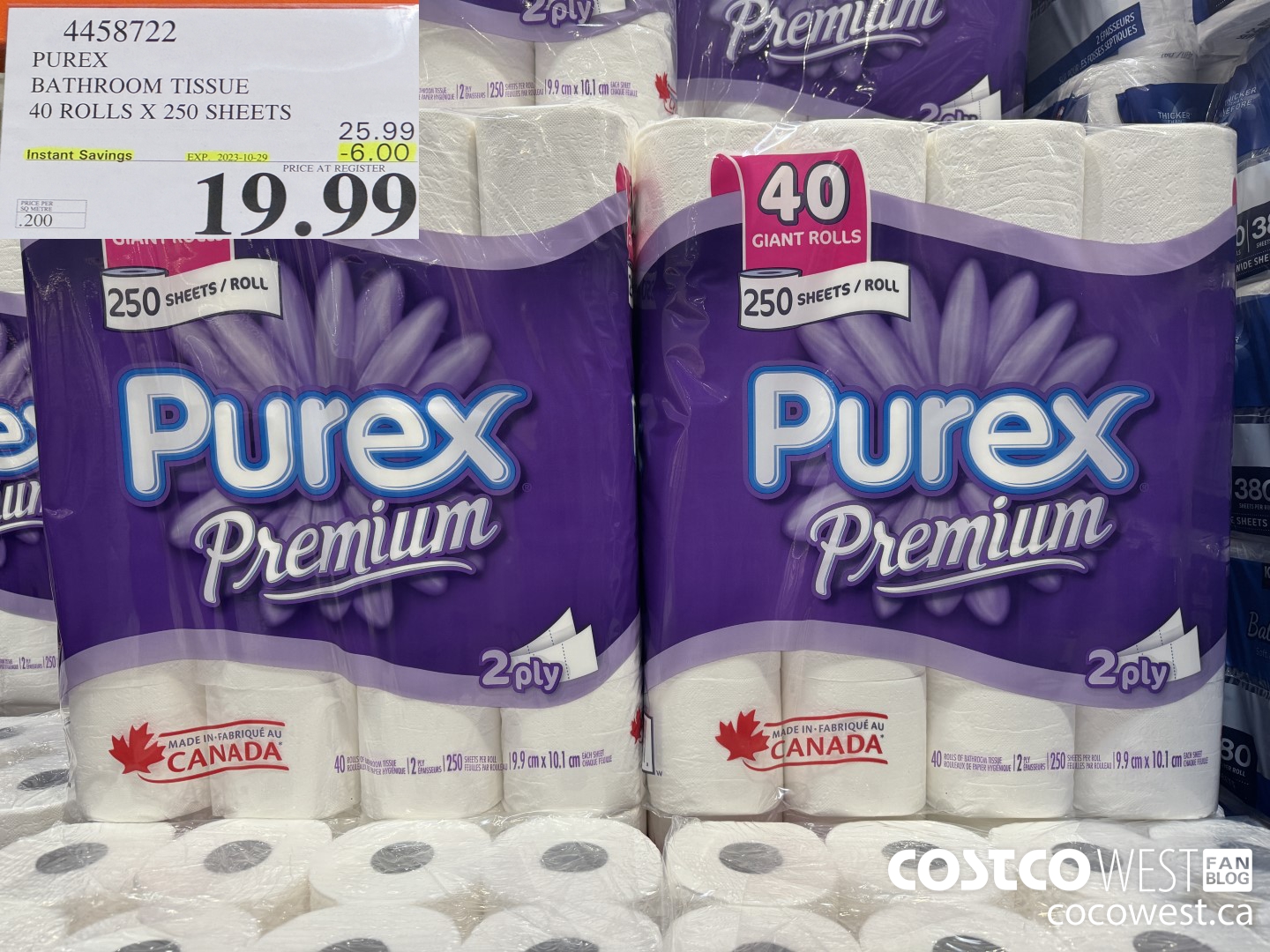 4458722 PUREX BATHROOM TISSUE 40 ROLLS X 250 SHEETS ($6.00 INSTANT SAVINGS EXPIRES ON 2023-10-29) $19.99