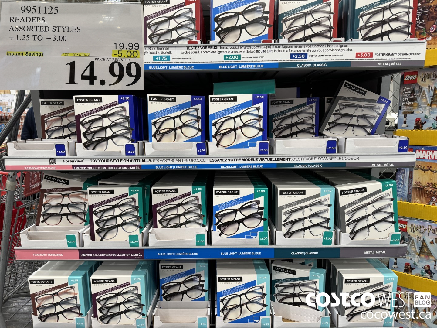 9951125 READERS ASSORTED STYLES +1.25 TO +3.00 ($5.00 INSTANT SAVINGS EXPIRES ON 2023-10-29) $14.99