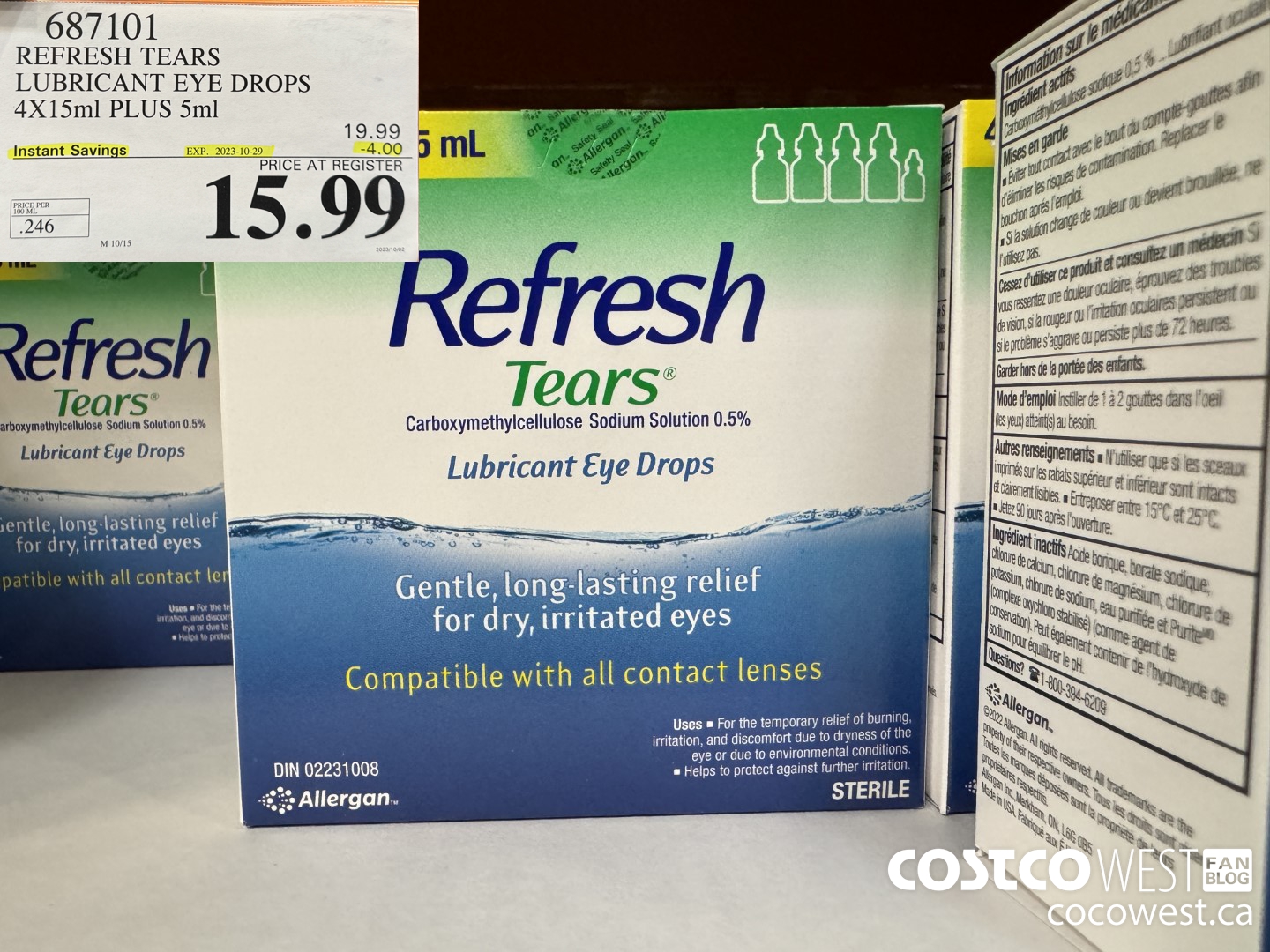 687101 REFRESH TEARS LUBRICANT EYE DROPS 4X15ml PLUS 5ml ($4.00 INSTANT SAVINGS EXPIRES ON 2023-10-29) $15.99