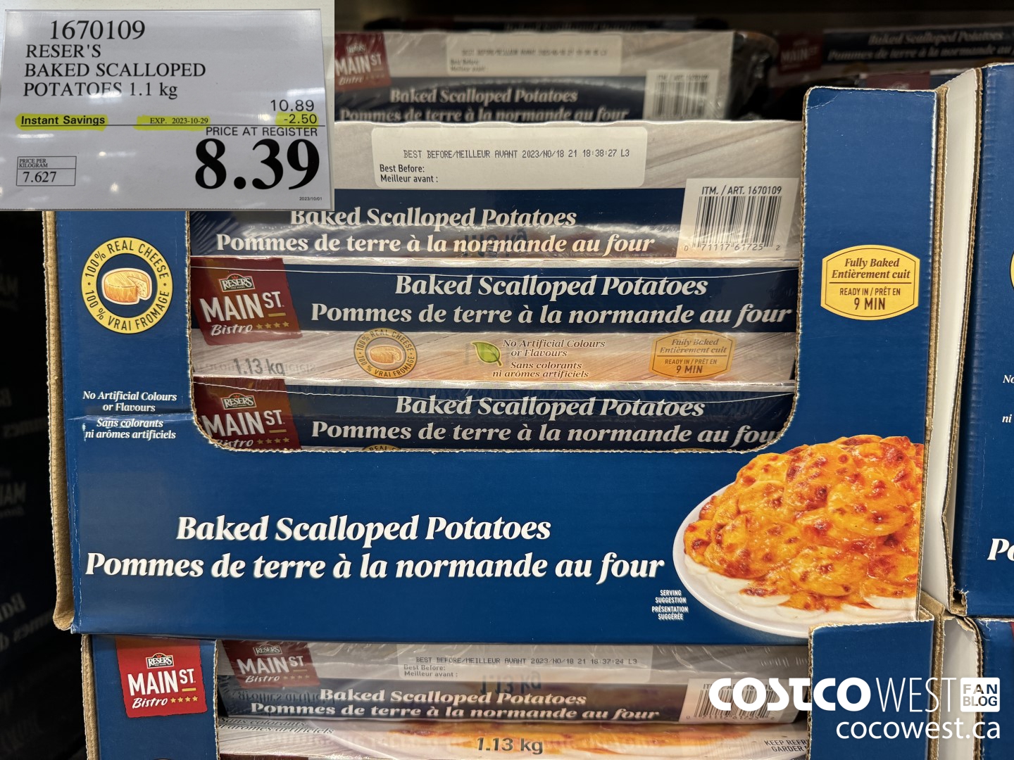 1670109 RESER'S BAKED SCALLOPED POTATOES 1.1 kg ($2.50 INSTANT SAVINGS EXPIRES ON 2023-10-29) $8.39