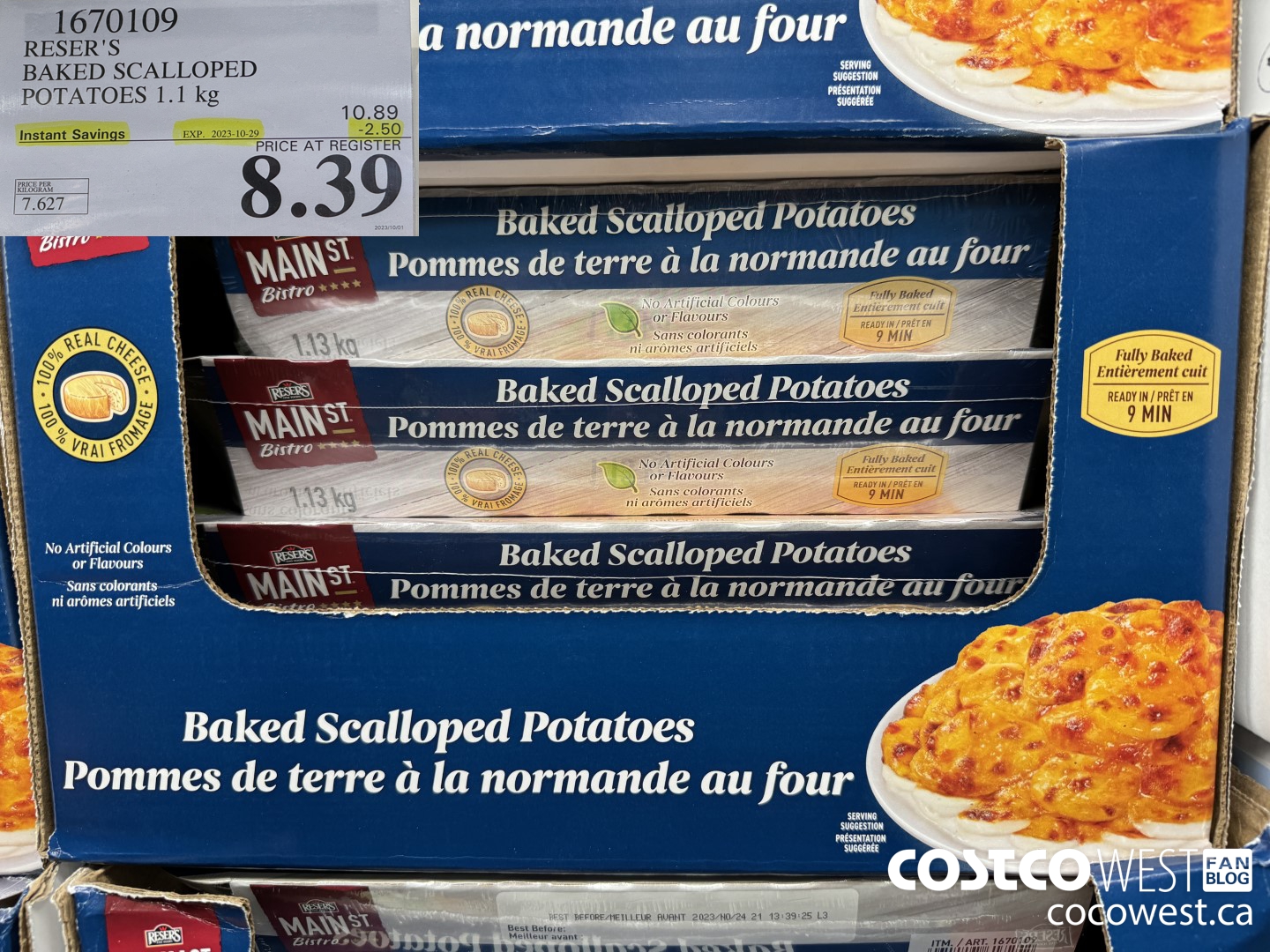 1670109 RESER'S BAKED SCALLOPED POTATOES 1.1 kg ($2.50 INSTANT SAVINGS EXPIRES ON 2023-10-29) $8.39