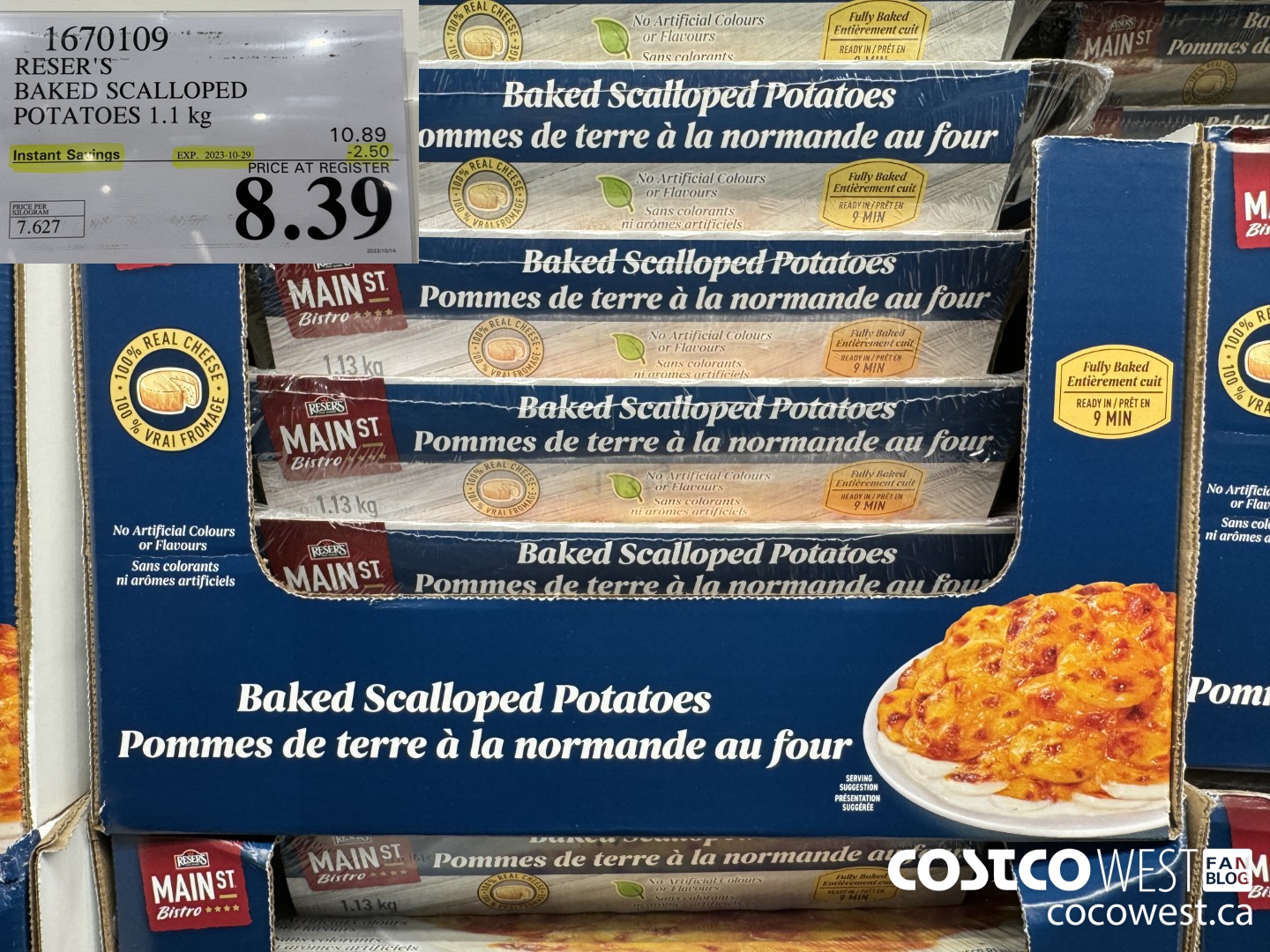 1670109 RESER'S BAKED SCALLOPED POTATOES 1.1 kg ($2.50 INSTANT SAVINGS EXPIRES ON 2023-10-29) $8.39