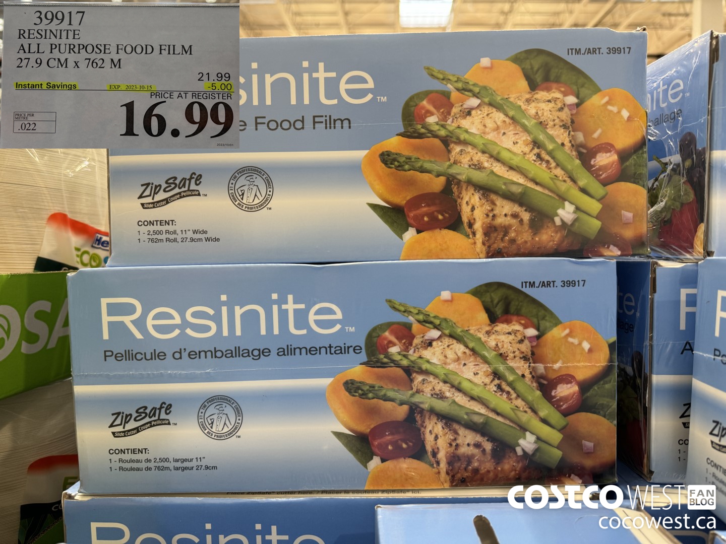 39917 RESINITE ALL PURPOSE FOOD FILM 27.9 CM x 762 M ($5.00 INSTANT SAVINGS EXPIRES ON 2023-10-15) $16.99