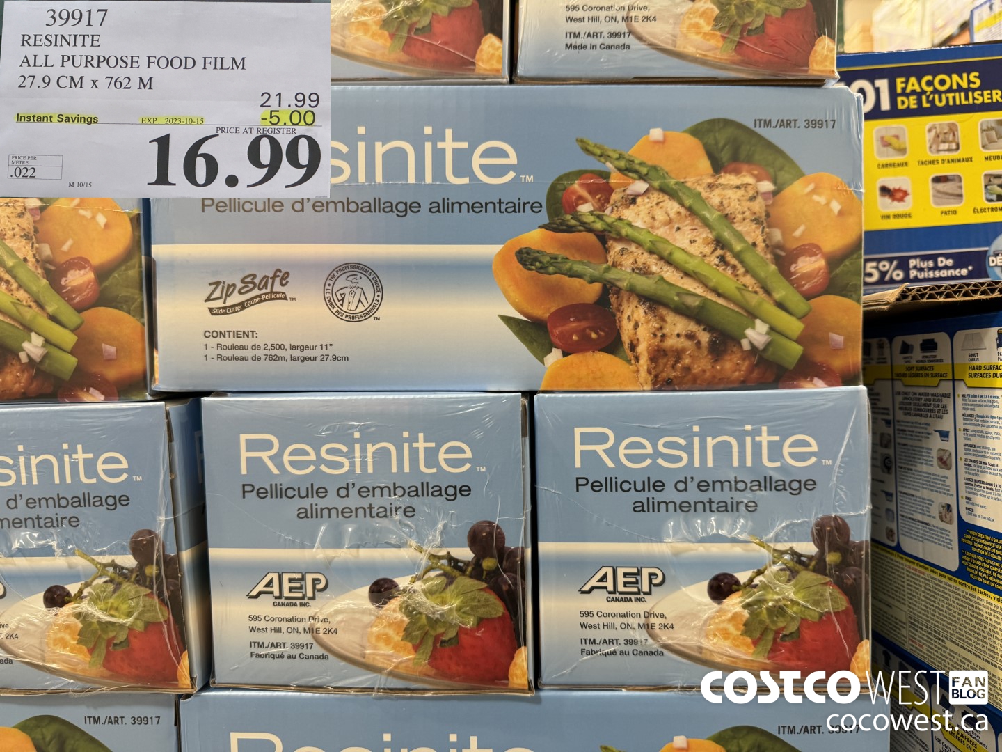 39917 RESINITE ALL PURPOSE FOOD FILM 27.9 CM x 762 M ($5.00 INSTANT SAVINGS EXPIRES ON 2023-10-15) $16.99