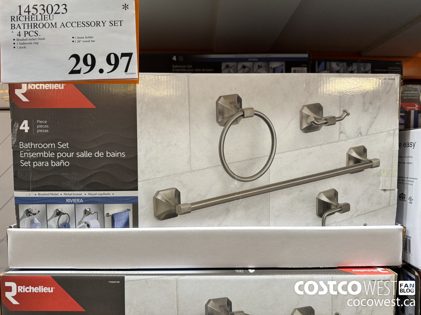 1453023 RICHELIEU BATHROOM ACCESSORY SET 4 PIECES $29.97