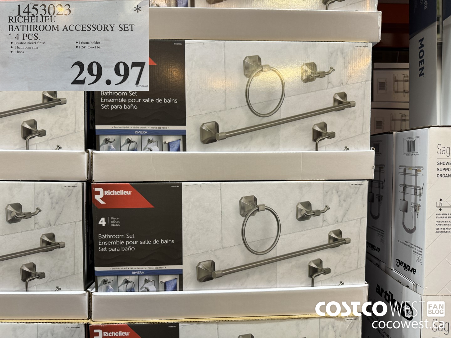 1453023 RICHELIEU BATHROOM ACCESSORY SET 4 PIECES $29.97