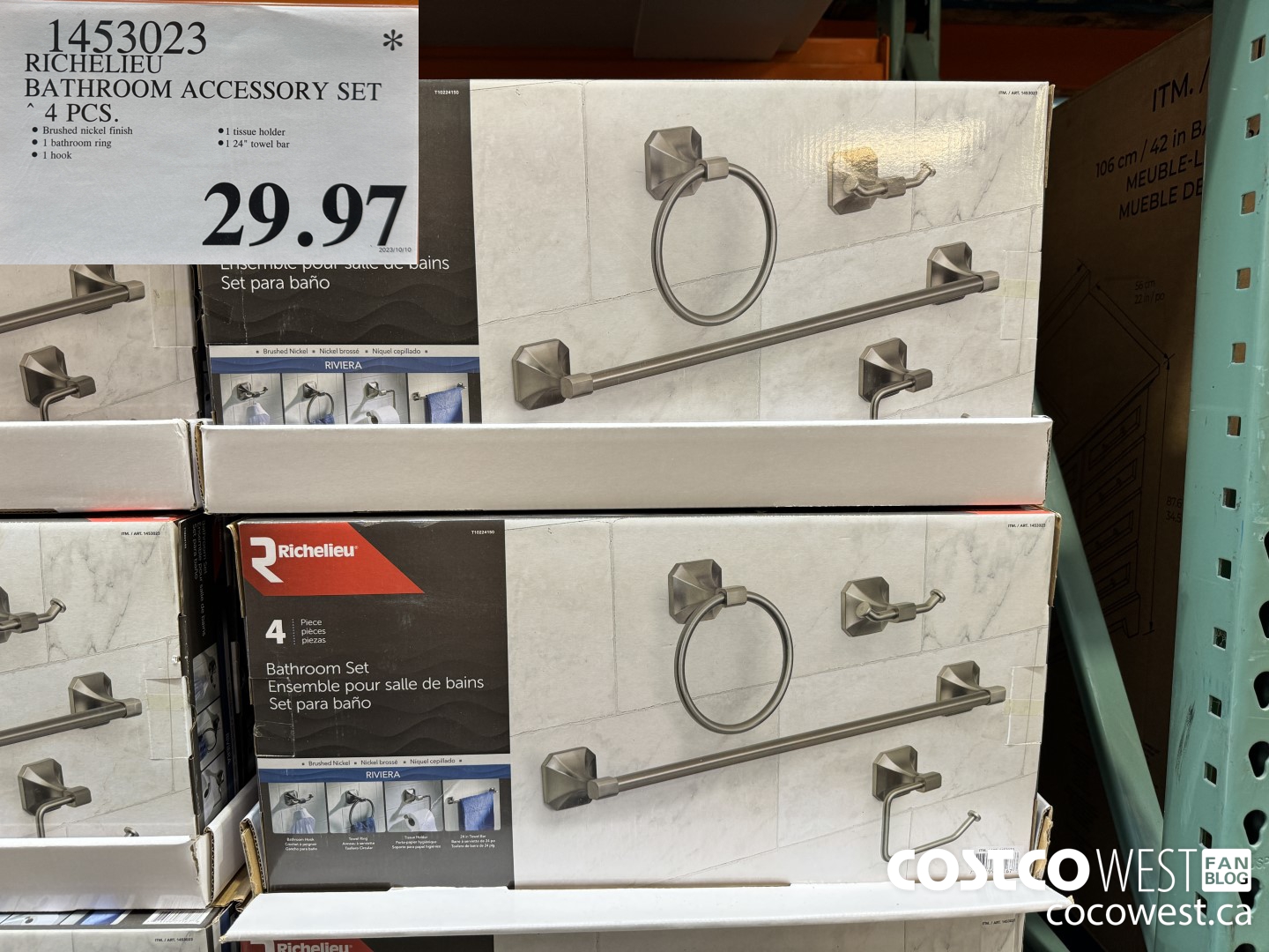 1453023 RICHELIEU BATHROOM ACCESSORY SET 4 PIECES $29.97