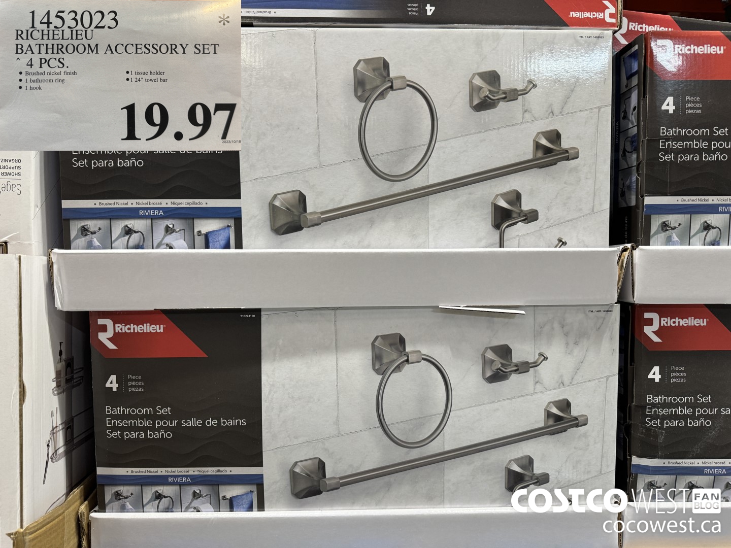 1453023 RICHELIEU BATHROOM ACCESSORY SET 4 PIECES $19.97