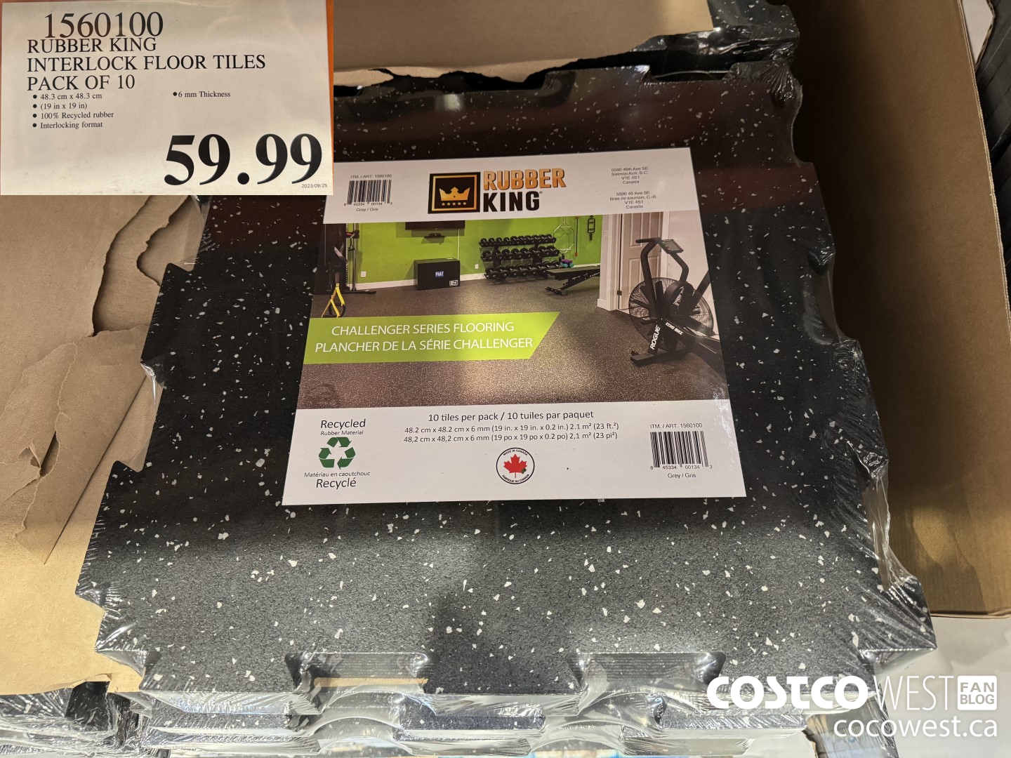 1560100 RUBBER KING INTERLOCK FLOOR TILES PACK OF 10  $59.99