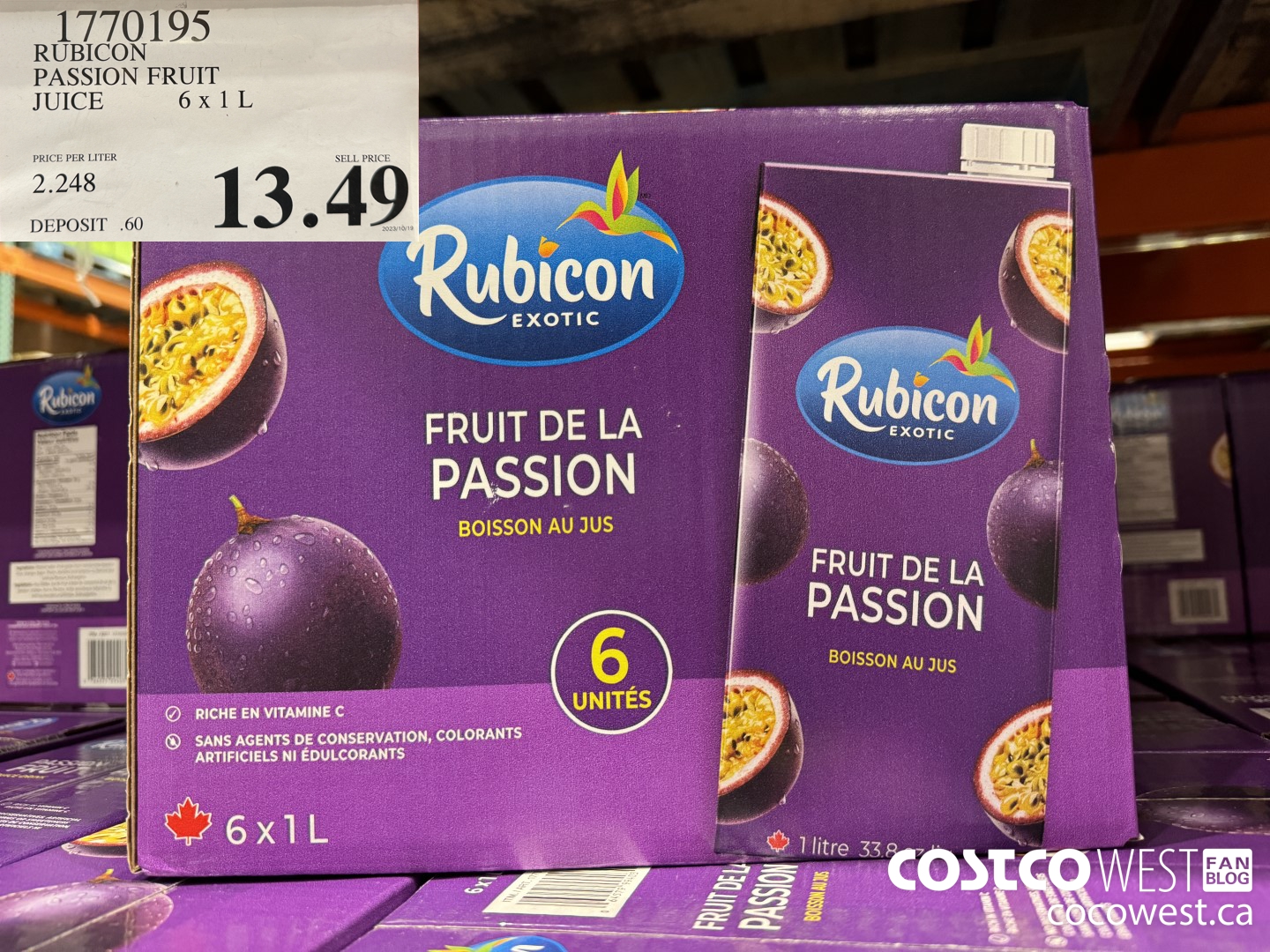 1770195 RUBICON PASSION FRUIT JUICE 6 X 1L $13.49
