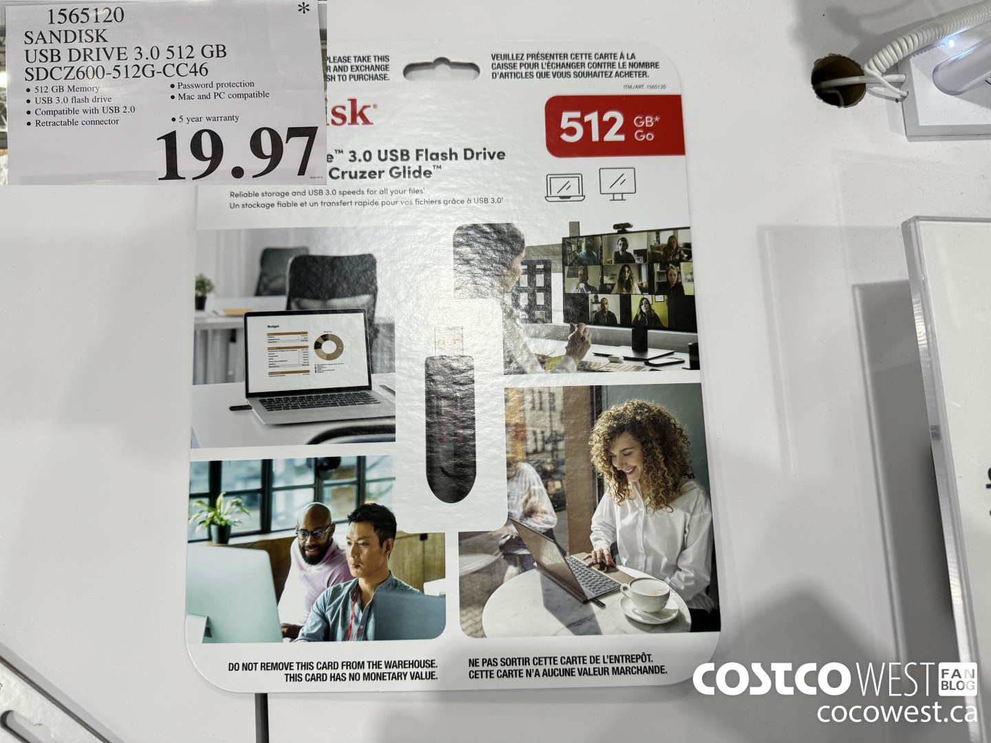 1565120 SANDISK USB DRIVE 3.0 512 GB SDCZ600-512G-CC46 $19.97