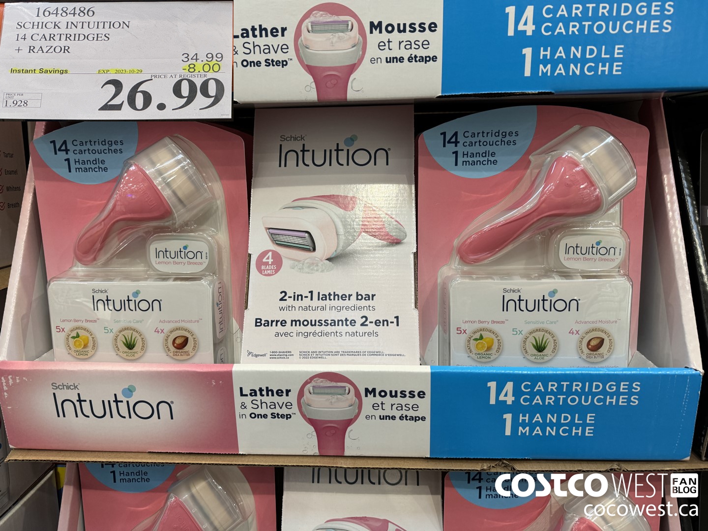 1648486 SCHICK INTUITION 14 CARTRIDGES + RAZOR ($8.00 INSTANT SAVINGS EXPIRES ON 2023-10-29) $26.99