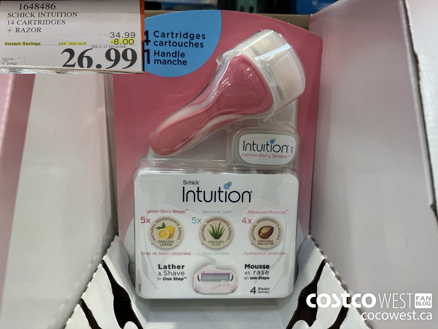 1648486 SCHICK INTUITION 14 CARTRIDGES + RAZOR ($8.00 INSTANT SAVINGS EXPIRES ON 2023-10-29) $26.99