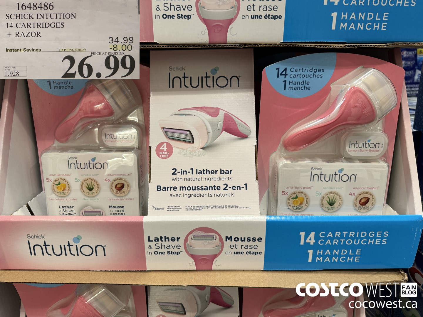1648486 SCHICK INTUITION 14 CARTRIDGES + RAZOR ($8.00 INSTANT SAVINGS EXPIRES ON 2023-10-29) $26.99