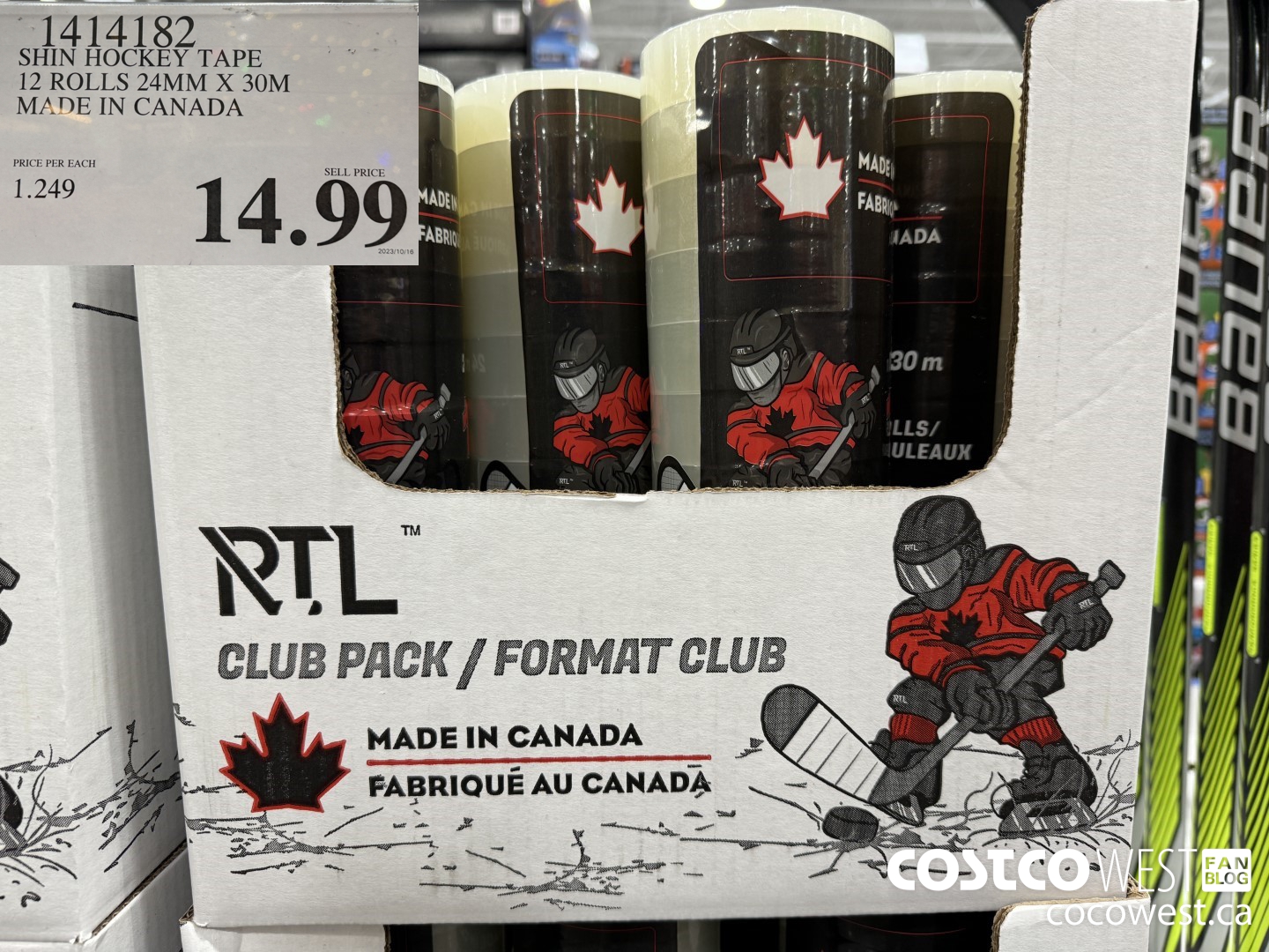 1414182 SHIN HOCKEY TAPE 12 ROLLS 24MM X 30M MADE IN CANADA $14.99