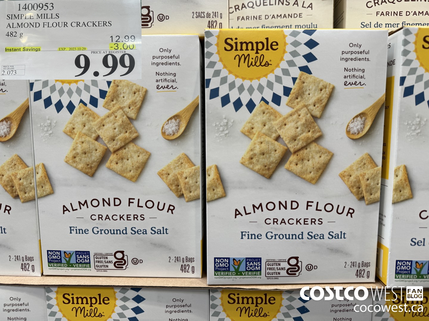 1400953 SIMPLE MILLS ALMOND FLOUR CRACKERS 482 g ($3.00 INSTANT SAVINGS EXPIRES ON 2023-10-29) $9.99