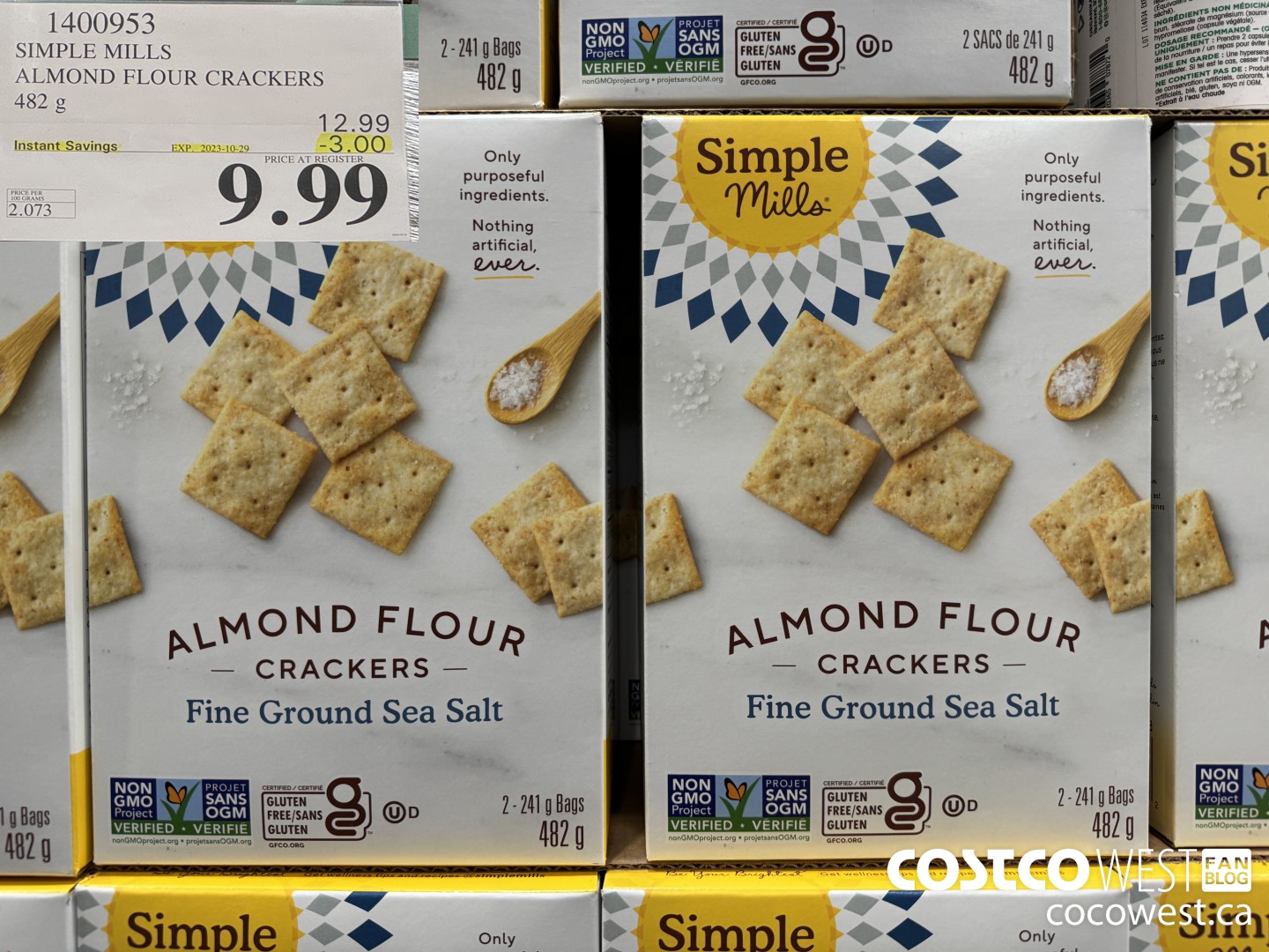1400953 SIMPLE MILLS ALMOND FLOUR CRACKERS 482 g ($3.00 INSTANT SAVINGS EXPIRES ON 2023-10-29) $9.99