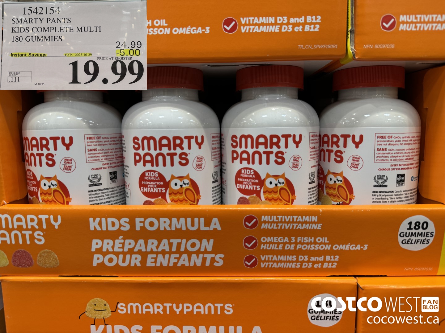 1542154 SMARTY PANTS KIDS COMPLETE MULTI 180 GUMMIES ($5.00 INSTANT SAVINGS EXPIRES ON 2023-10-29) $19.99