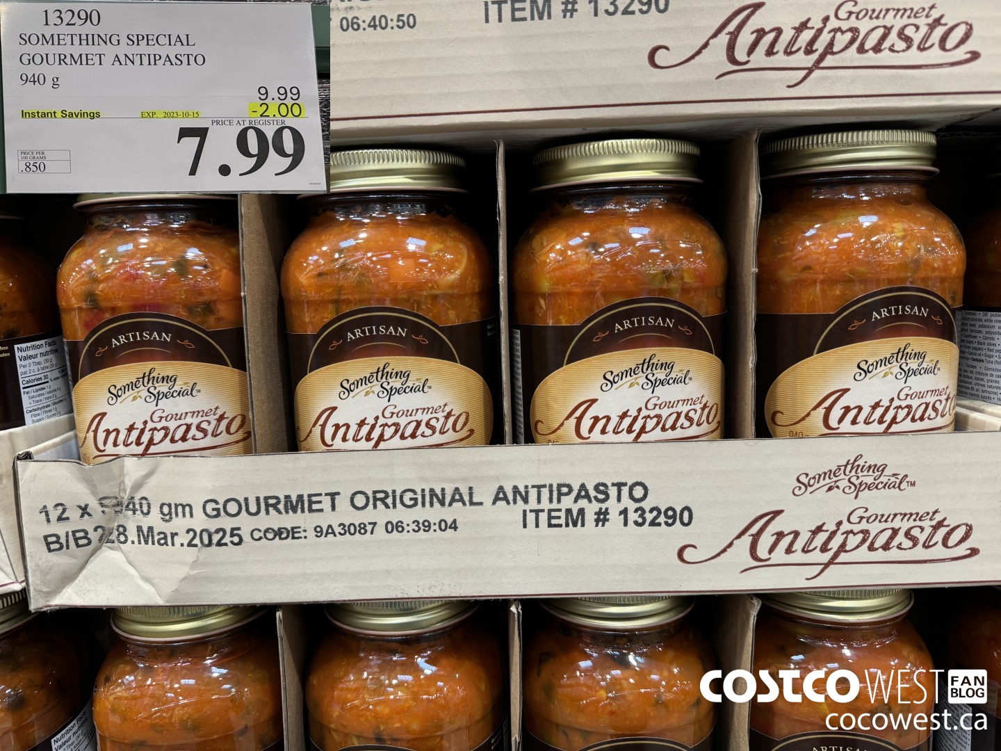 13290 SOMETHING SPECIAL GOURMET ANTIPASTO 940 g ($2.00 INSTANT SAVINGS EXPIRES ON 2023-10-15) $7.99