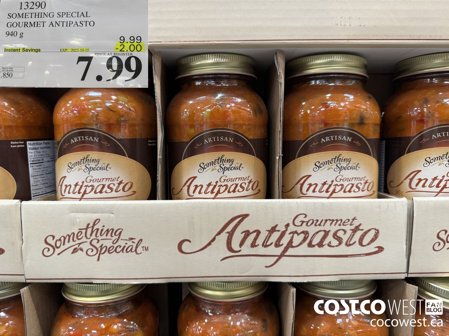 13290 SOMETHING SPECIAL GOURMET ANTIPASTO 940 g ($2.00 INSTANT SAVINGS EXPIRES ON 2023-10-15) $7.99