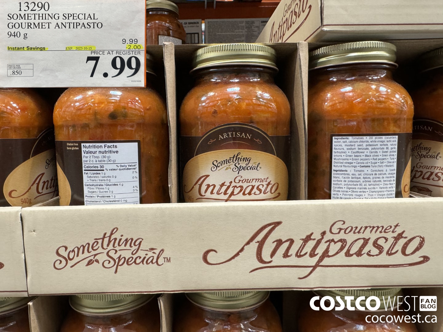 13290 SOMETHING SPECIAL GOURMET ANTIPASTO 940 g ($2.00 INSTANT SAVINGS EXPIRES ON 2023-10-15) $7.99