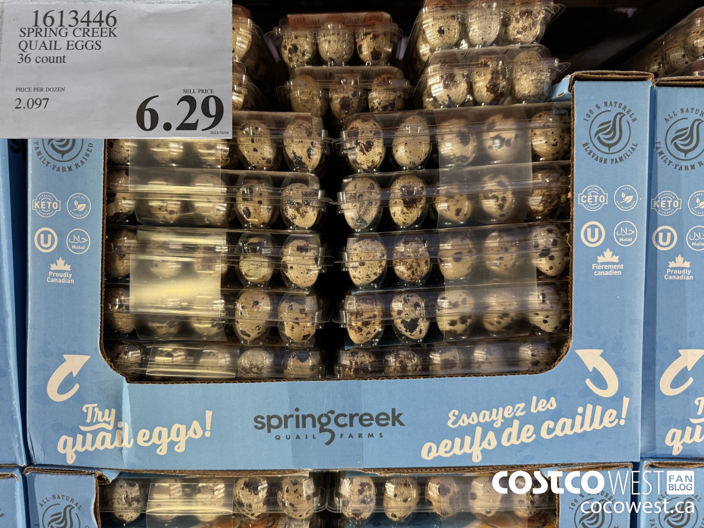 1613446 SPRING CREEK QUAIL EGGS 36 COUNT $6.29