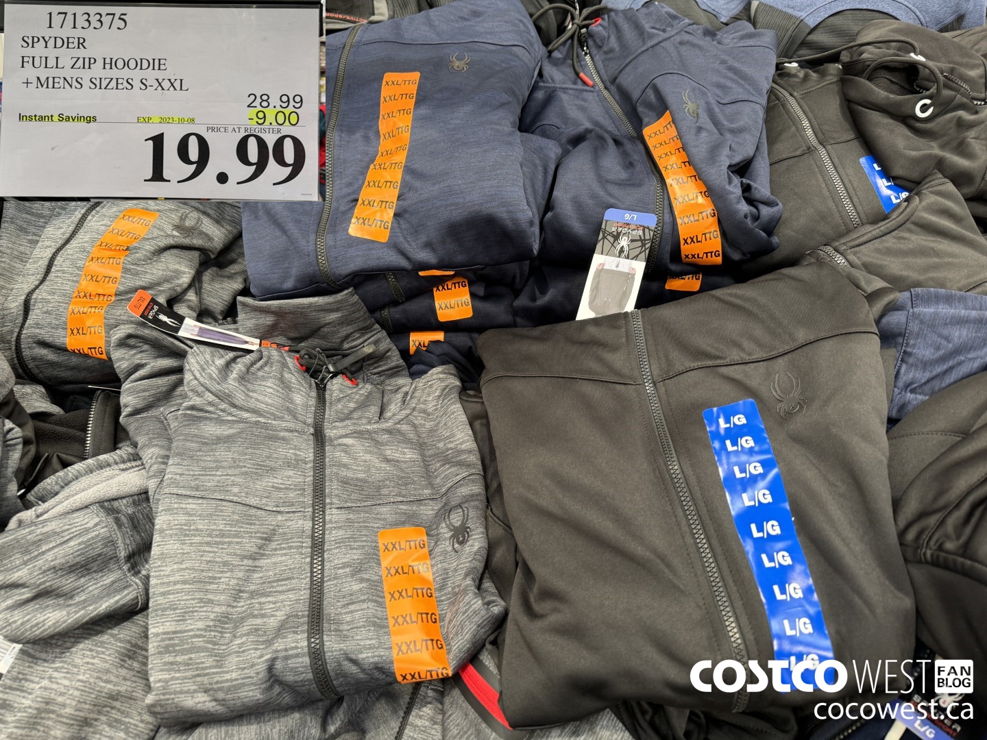 1713375 SPYDER FULL ZIP HOODIE MENS SIZES S-XXL ($9.00 INSTANT SAVINGS EXPIRES ON 2023-10-08) $19.99