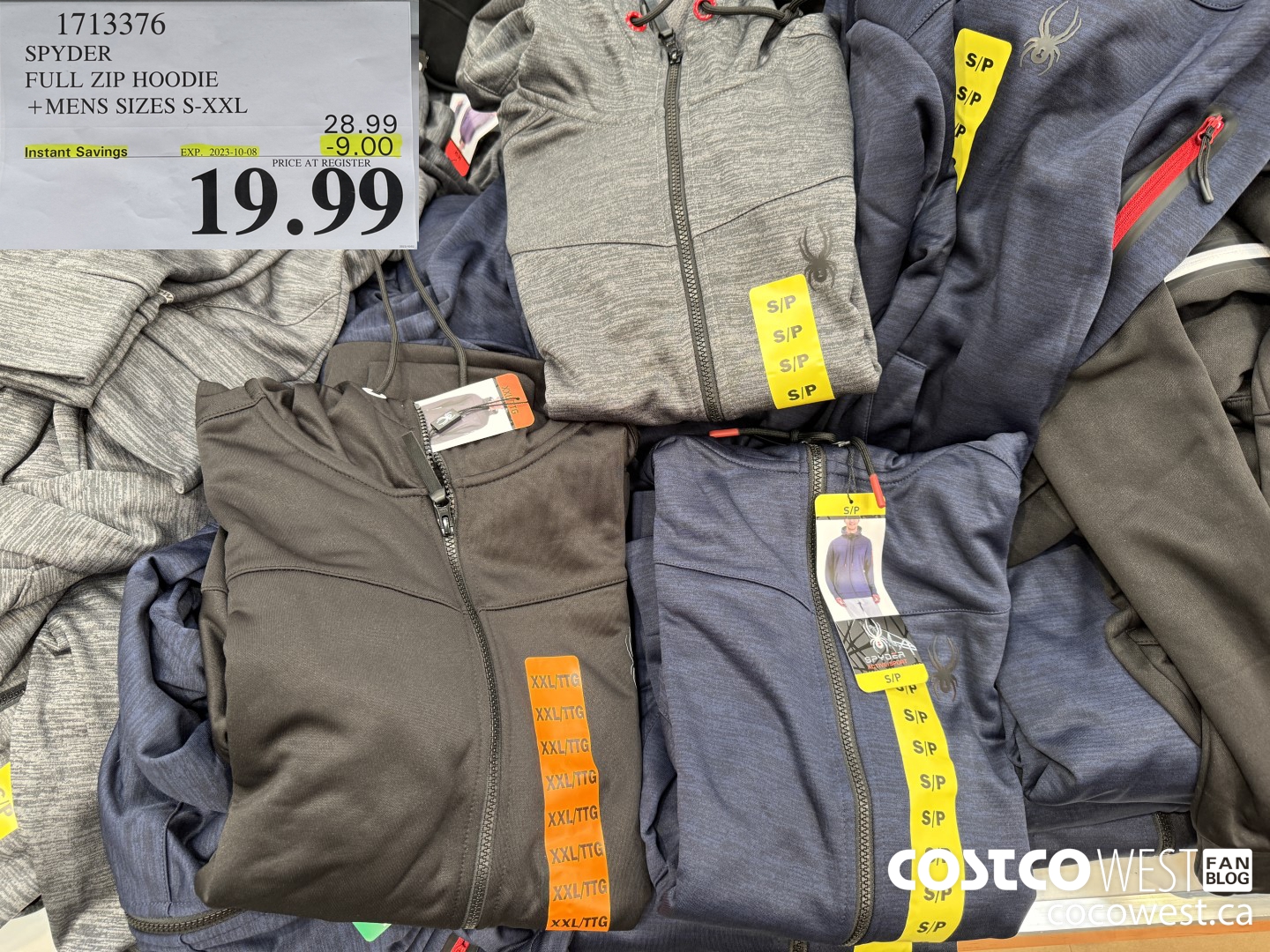 1713376 SPYDER FULL ZIP HOODIE MENS SIZES S-XXL ($9.00 INSTANT SAVINGS EXPIRES ON 2023-10-08) $19.99