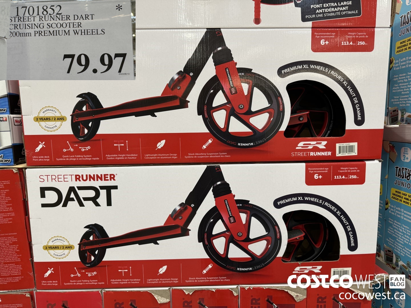 1701852 STREET RUNNER DART CRUISING SCOOTER 200MM PREMIUM WHEELS $79.97