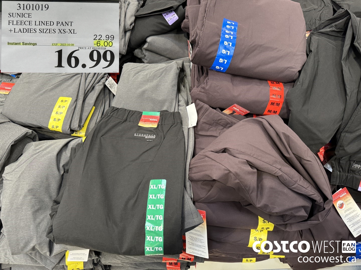 3101019 SUNICE FLEECE LINED PANT LADIES SIZES XS-XL ($6.00 INSTANT SAVINGS EXPIRES ON 2023-10-08) $16.99