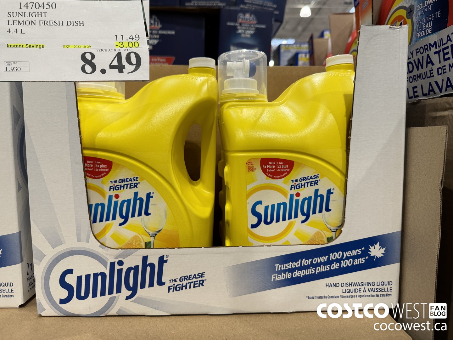 1470450 SUNLIGHT LEMON FRESH DISH 4.4L ($3.00 INSTANT SAVINGS EXPIRES ON 2023-10-29) $8.49