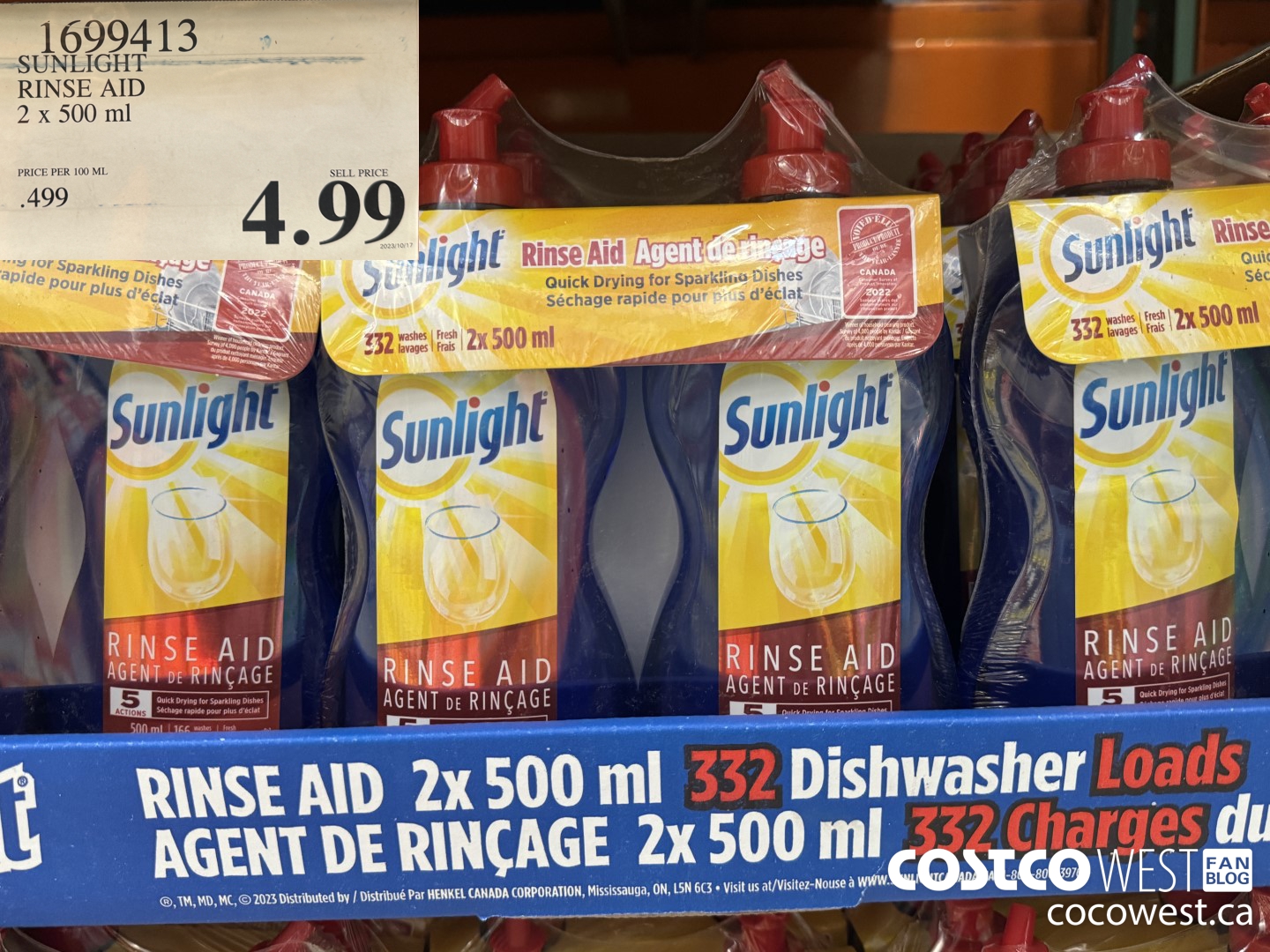 1699413 SUNLIGHT RINSE AID 2 x 500 ml  $4.99