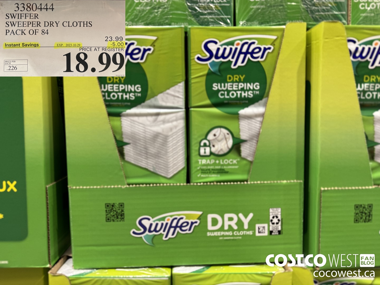 3380444 SWIFFER SWEEPER DRY CLOTHS PACK OF 84 ($5.00 INSTANT SAVINGS EXPIRES ON 2023-10-29) $18.99