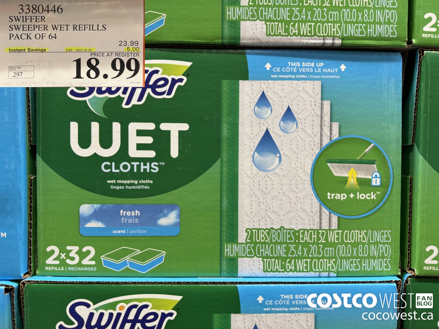 3380446 SWIFFER SWEEPER WET REFILLS PACK OF 64 ($5.00 INSTANT SAVINGS EXPIRES ON 2023-10-29) $18.99