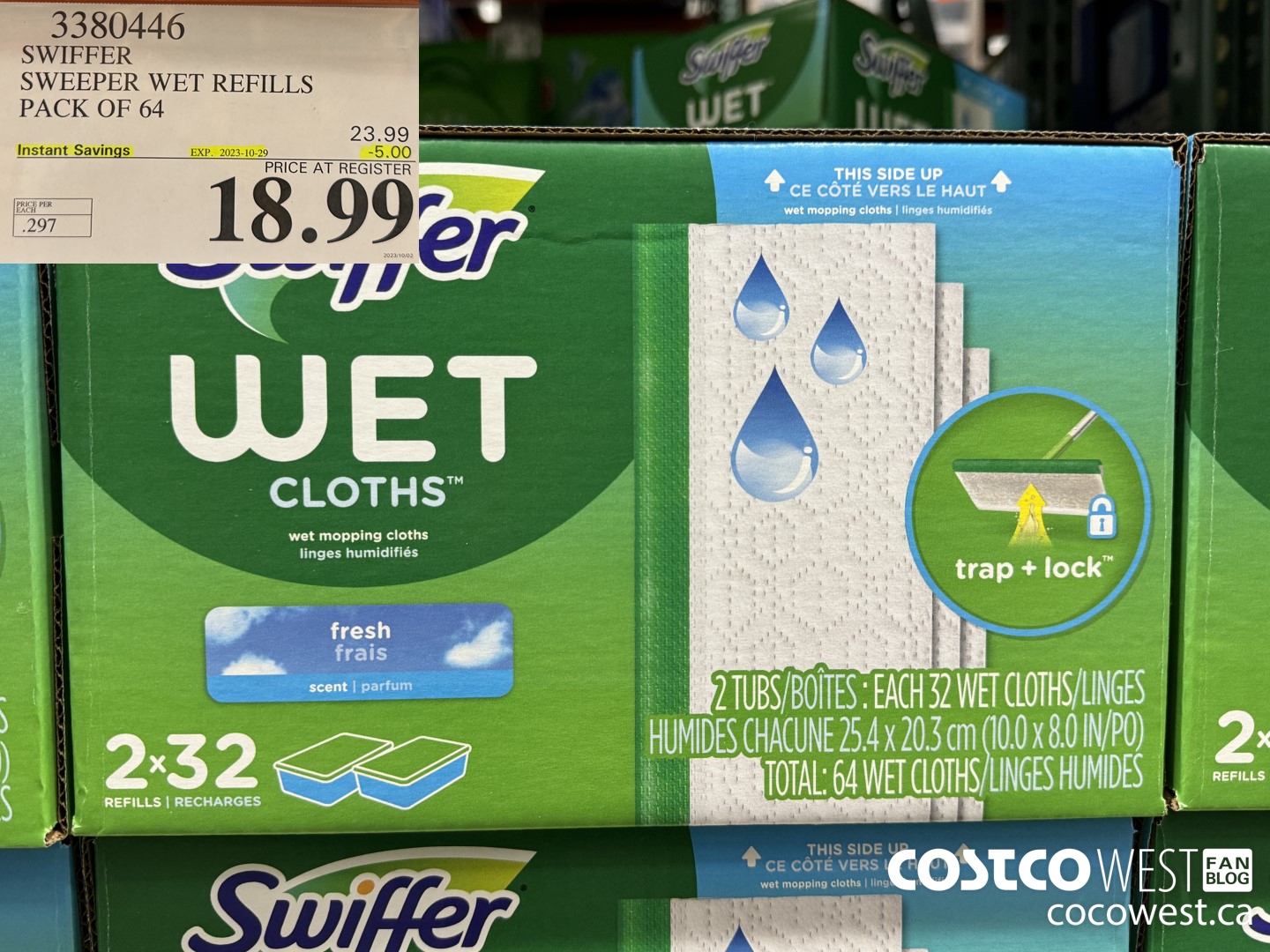 3380446 SWIFFER SWEEPER WET REFILLS PACK OF 64 ($5.00 INSTANT SAVINGS EXPIRES ON 2023-10-29) $18.99