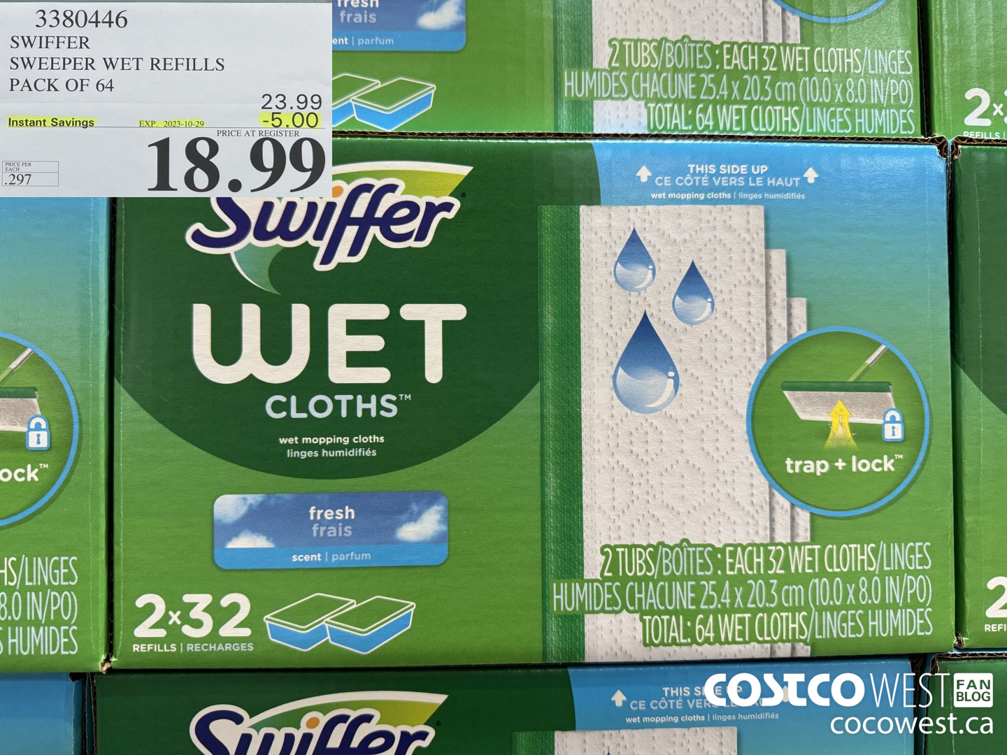 3380446 SWIFFER SWEEPER WET REFILLS PACK OF 64 ($5.00 INSTANT SAVINGS EXPIRES ON 2023-10-29) $18.99