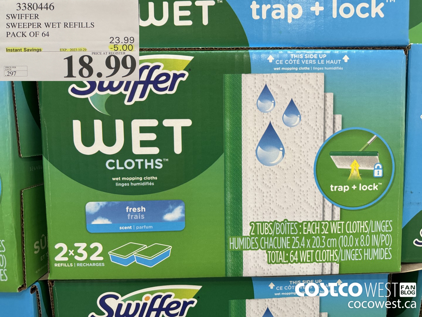 3380446 SWIFFER SWEEPER WET REFILLS PACK OF 64 ($5.00 INSTANT SAVINGS EXPIRES ON 2023-10-29) $18.99